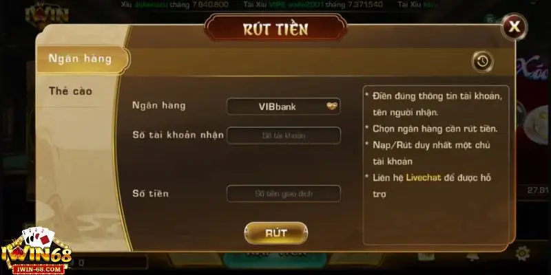 Rút tiền iwin 1 Những điều kiện cần biết khi rút tiền Iwin